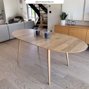 Table ovale 6/8 personnes extensible en bois clair 170/200 cm - Eddy