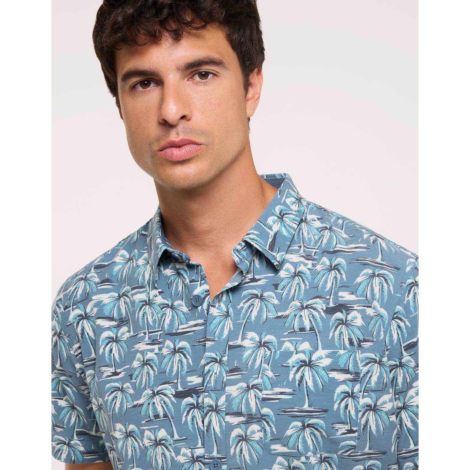 Camisa Estampado Tropical Azul - Pastelpalm