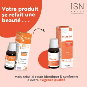 INELDEA SANTÉ NATURELLE - Vital-D3 - Complément Alimentaire en Vitamine D3 (Origine 100 % Naturelle) - Capital Osseux et Soutien de l'Immunité - Goût Neutre Flacon Compte-gouttes de 20 ml