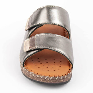 Sandalia De Cuña - Plateado - Altura: 4 Cm