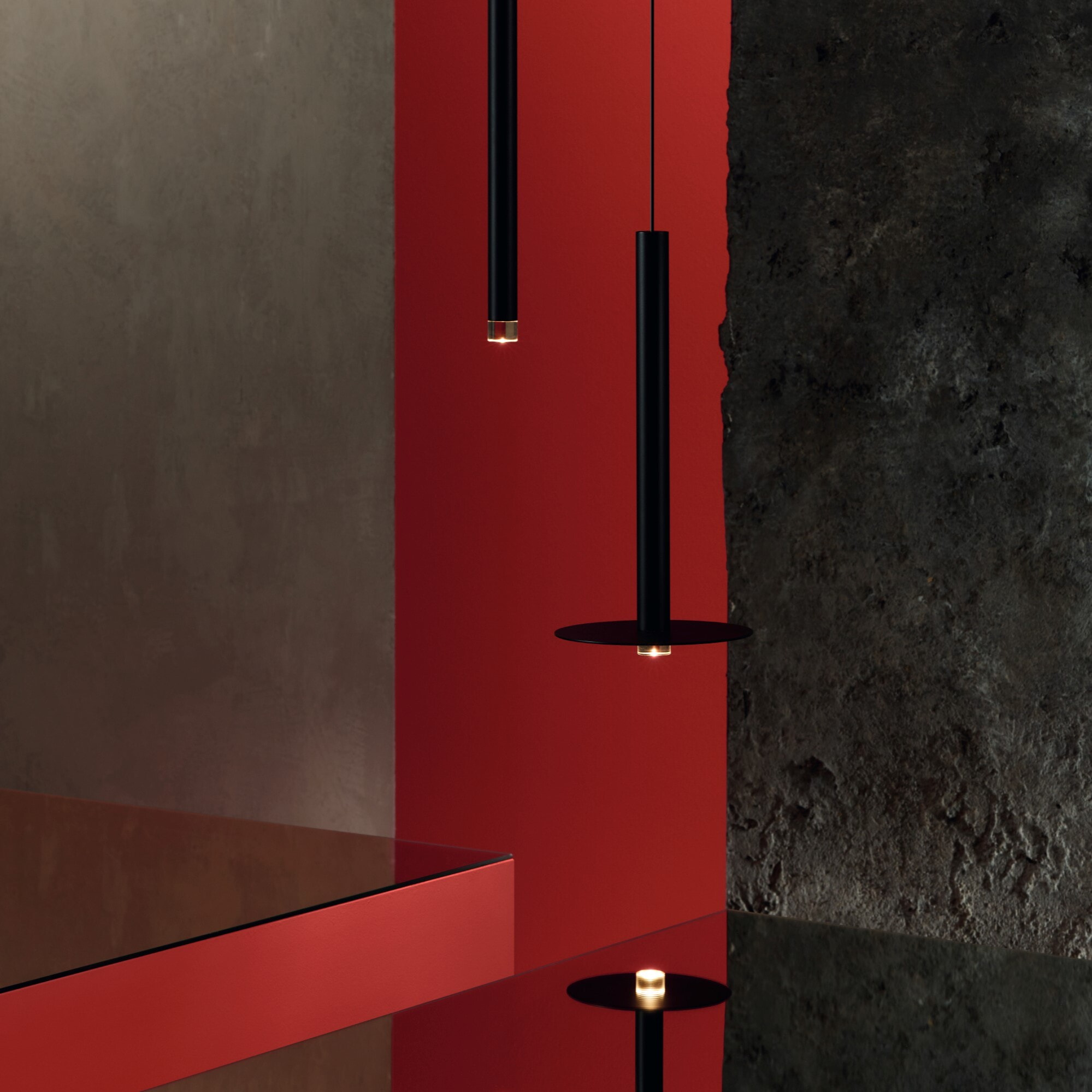 LEDS C4 Lámpara Colgante de Techo de Diseño Minimalista con Luz LED 3.2W 169lm. Lámpara Suspendida Florón Empotrable Negro Mate