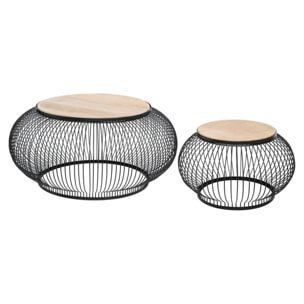 Lot de 2 tables gigognes "Esther" manguier et métal
