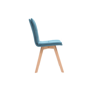 Chaises scandinaves en tissu bleu et bois clair (lot de 2) THEA