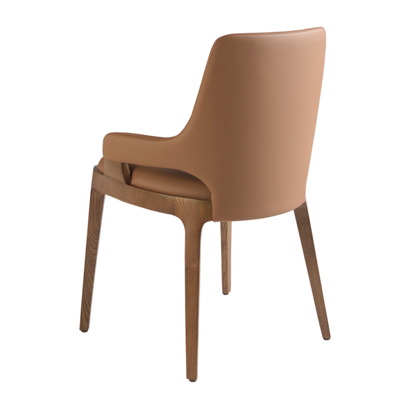 Silla Angel Cerdá tapizada en polipiel en marrón con estructura de patas de madera en nogal 51x58x79cm