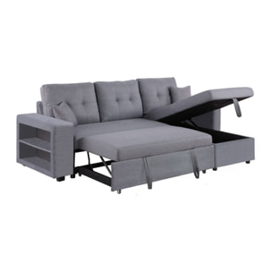 Canapé d'angle droit convertible en tissu gris 4 places SAN DIEGO