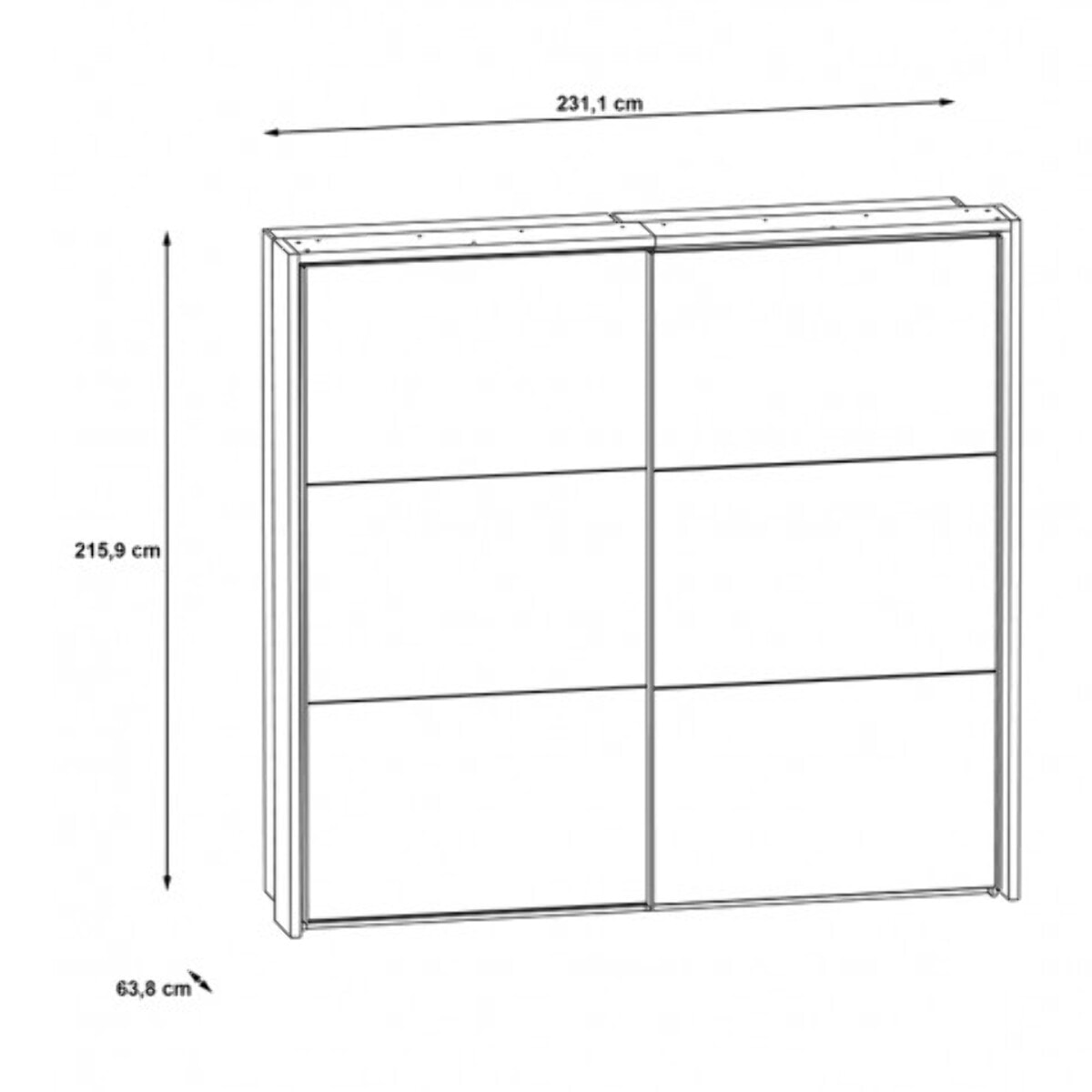 Armoire Dressing 2 portes coulissantes LED & miroir L230cm - IBIZA
