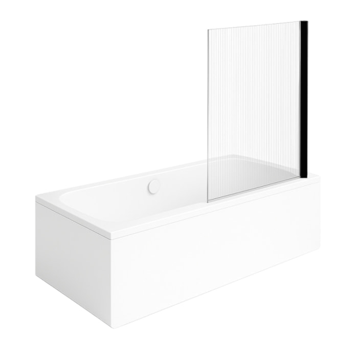 Baignoire droite VILLEROY & BOCH Architectura 180 x 80 cm Blanc + Pare bain droite AURYS Raywall Noir mat