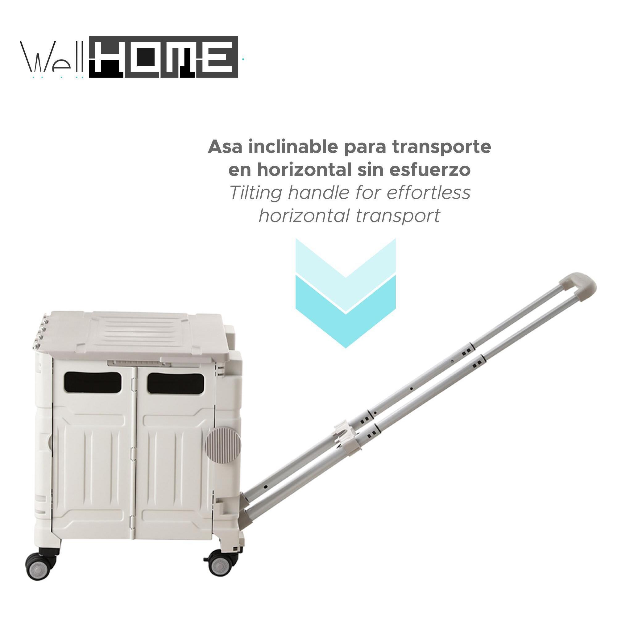 Carrito de almacenaje Plegable 43,5x44x93cm con 4 ruedas giratorias de 360º color Gris-56L
