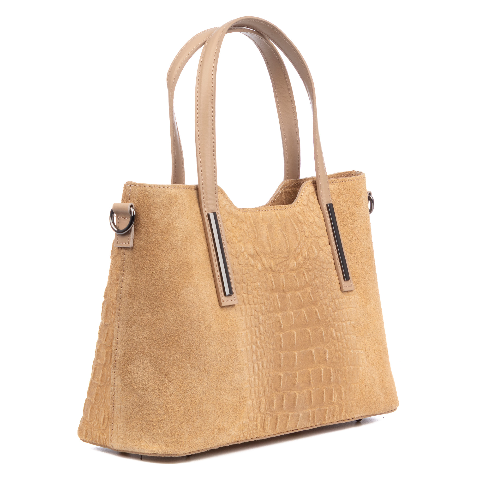 Fiesole borsa tote Donna. Vera Pelle Scamosciata Incisa Coccodrillo.