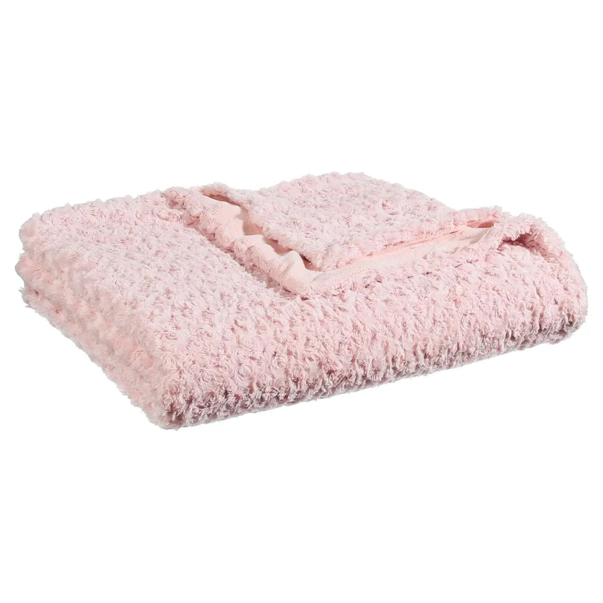 Plaid "Bouclette" fausse fourrure rose 180x230cm