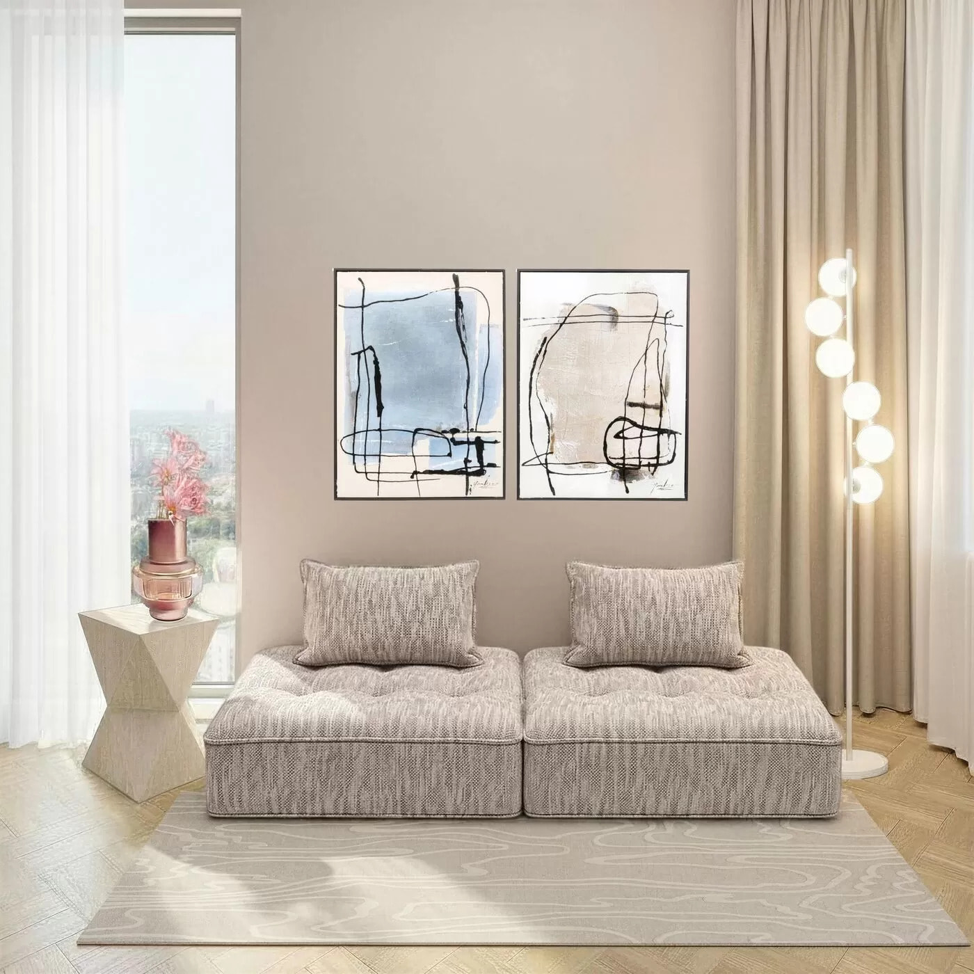 Canapé Portofino 2 places gris Kare Design