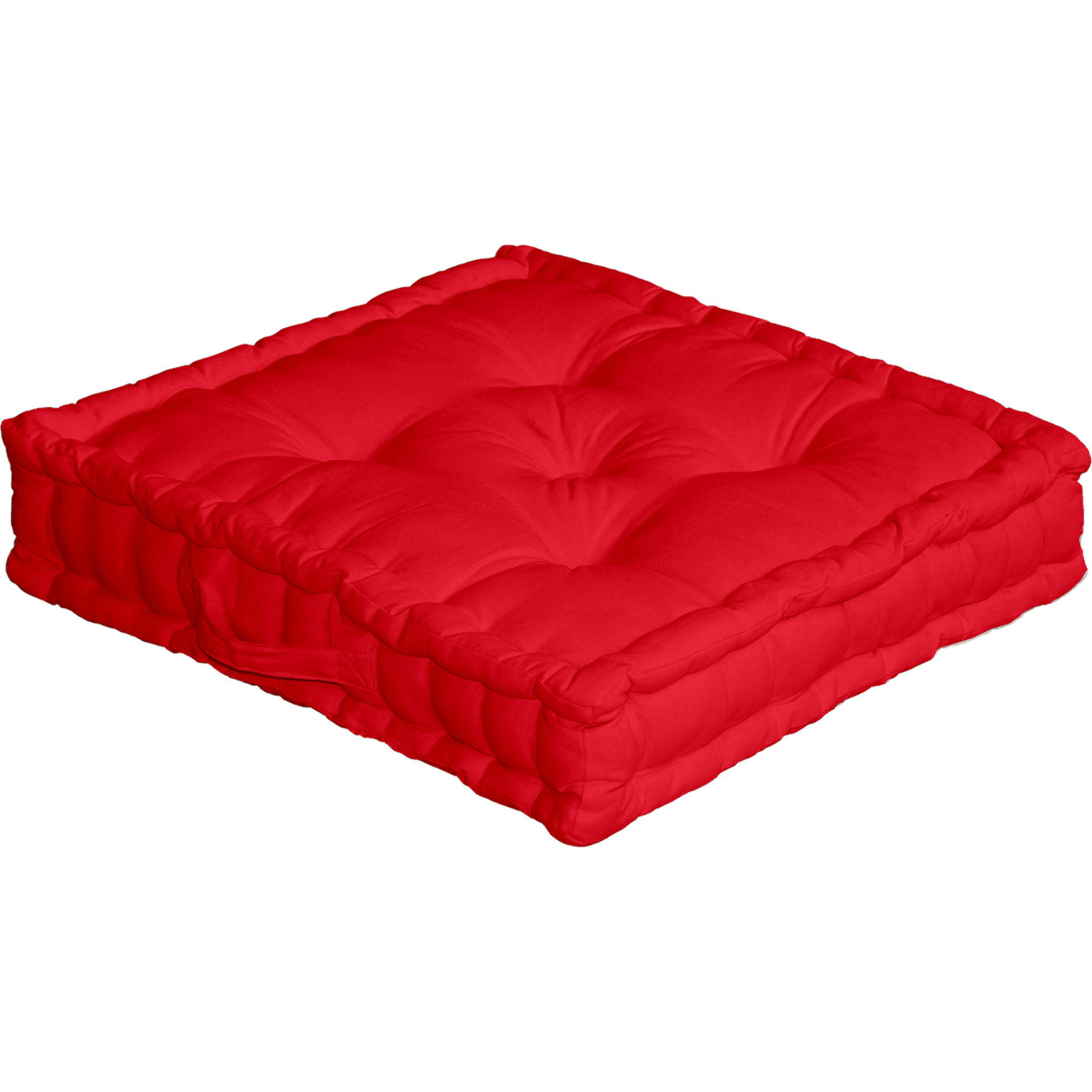 Coussin de sol uni en pur coton - Rouge