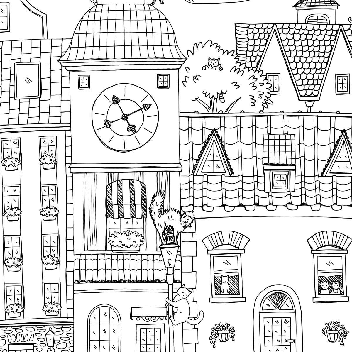 Papier enfant Les Felins des toits Intissé