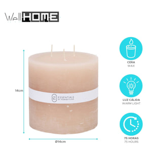 Vela Pilar Beige Ø14x14cm con 75h de combustión