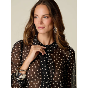 Oltre - Camicia in georgette a pois - Nero