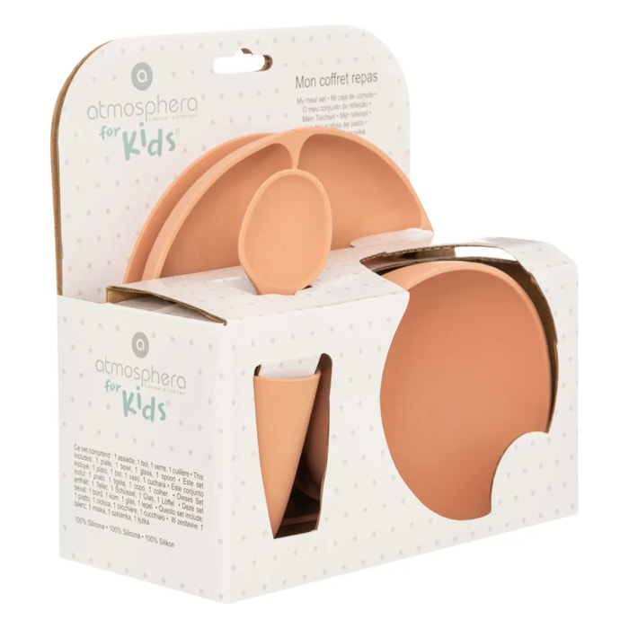 Set repas enfant - silicone - rose terracotta