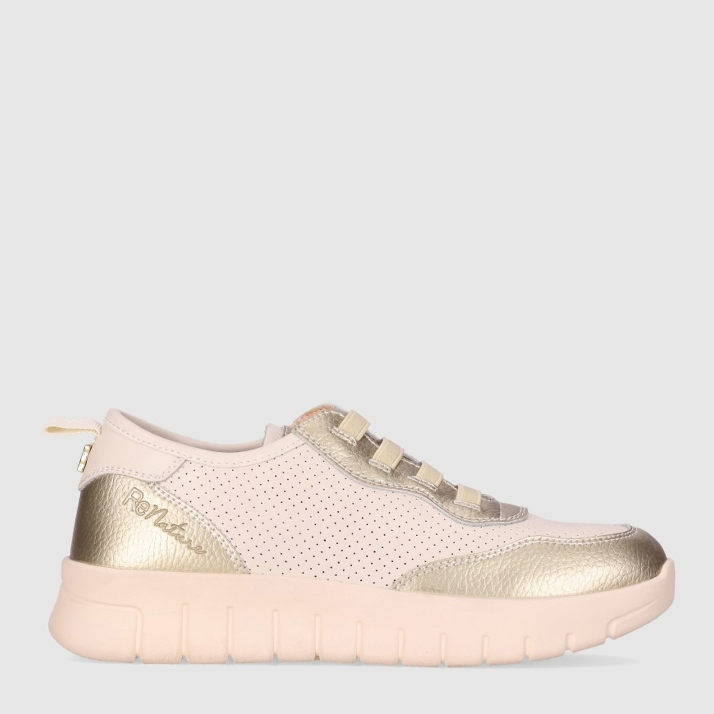 Deportivos de Piel - Platino - Tacón: Bajo