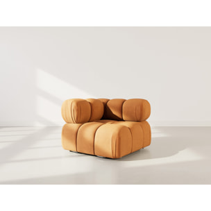 Ruby - module d'assise d'angle gauche en velours texturé - Terracotta