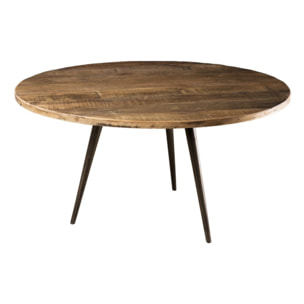 SIXTINE - Table basse ronde marron 75x75cm teck recyclé pieds métal