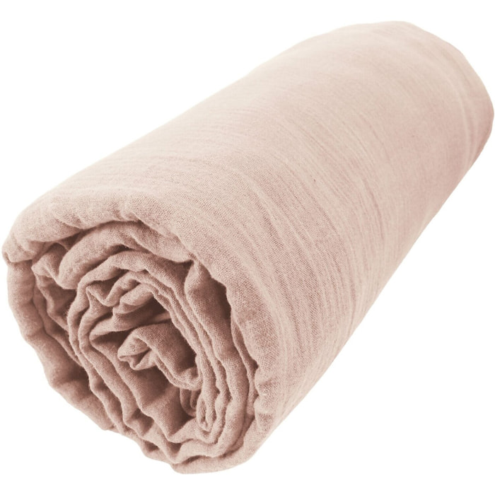 Drap housse - bonnet:30cm - 100% gaze de coton guimauve