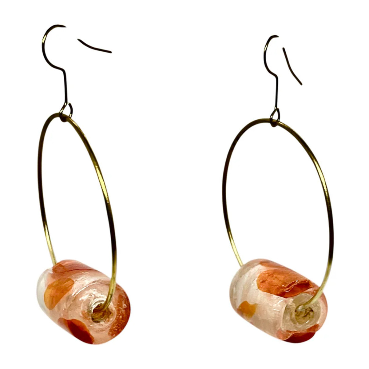 Pendiente Valencia en latón dorado y cristal hecho a mano