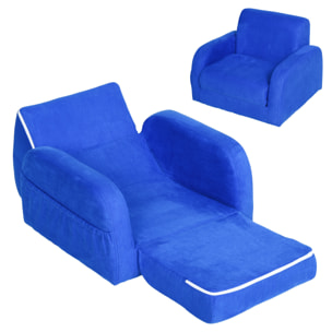 Sillón para Niños de 3 Años Sofá Transformable Diseño 2 en 1 Cama Infantil Plegable de 2 Posiciones con Reposabrazos Asiento Ancho Acolchado 47x45x38 cm Azul