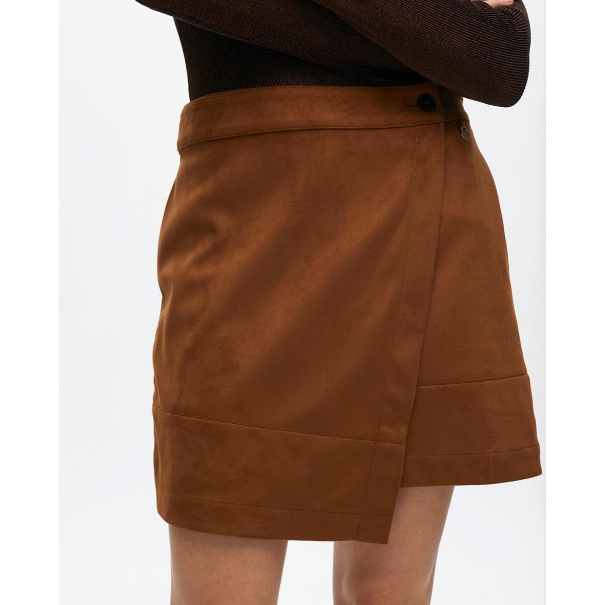 Gonna Mini in Pelle Scamosciata con Spacco