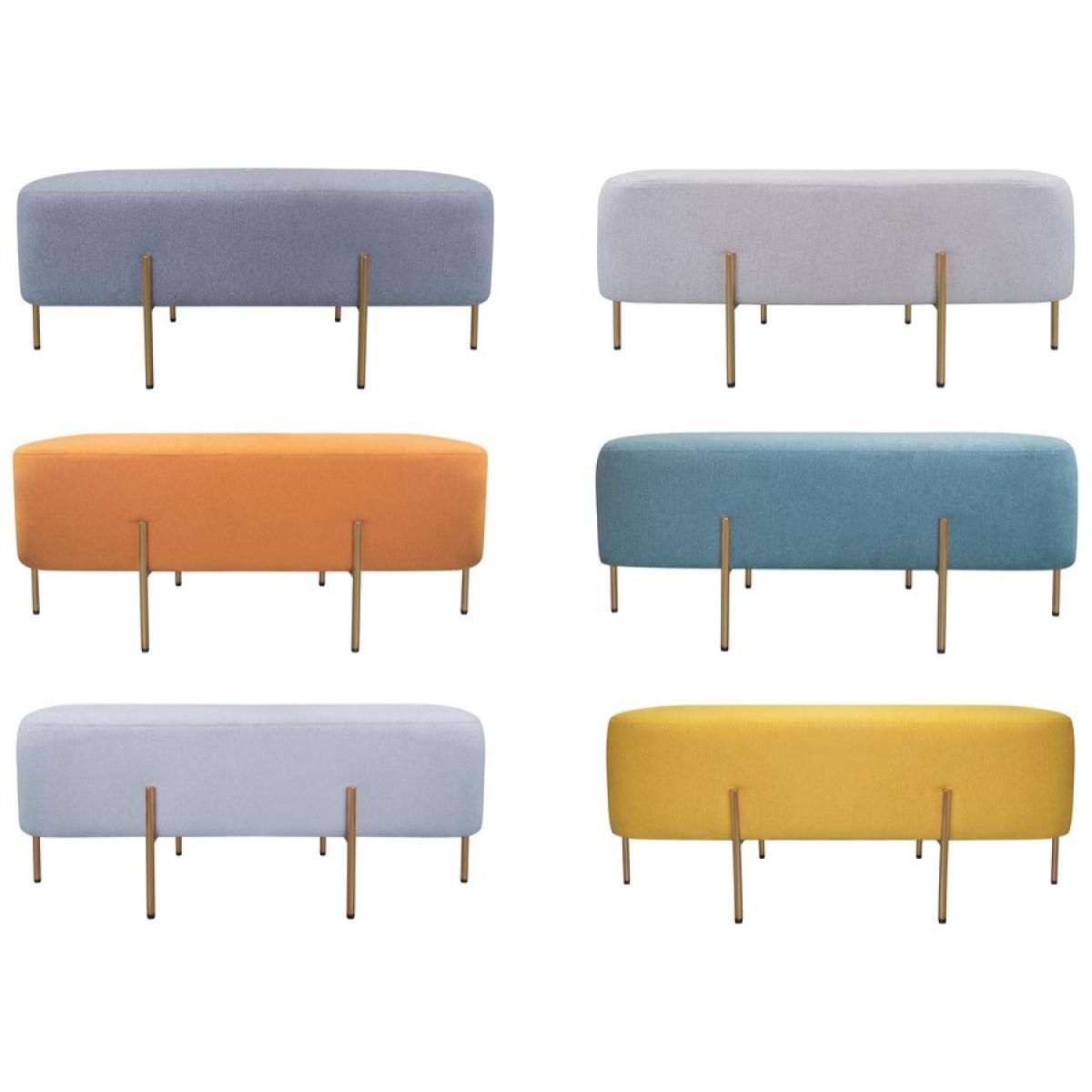 Pouf rettangolare in tessuto grigio chiaro - Kate