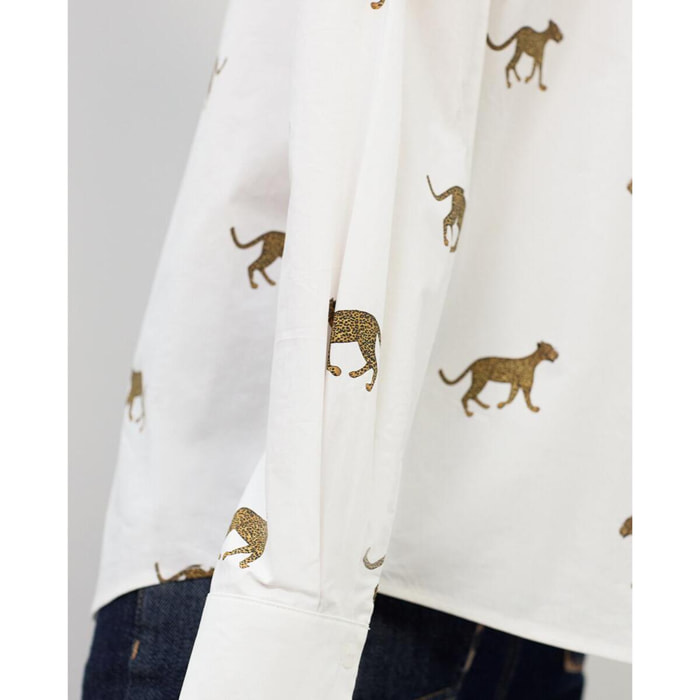 Camicia in popeline con stampa leopardata