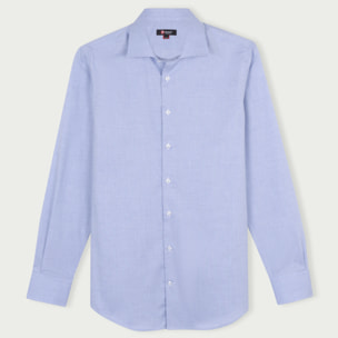 Camicia Uomo 1 Bottone Francese Slim Jacquard Fantasia Bianco e Blu