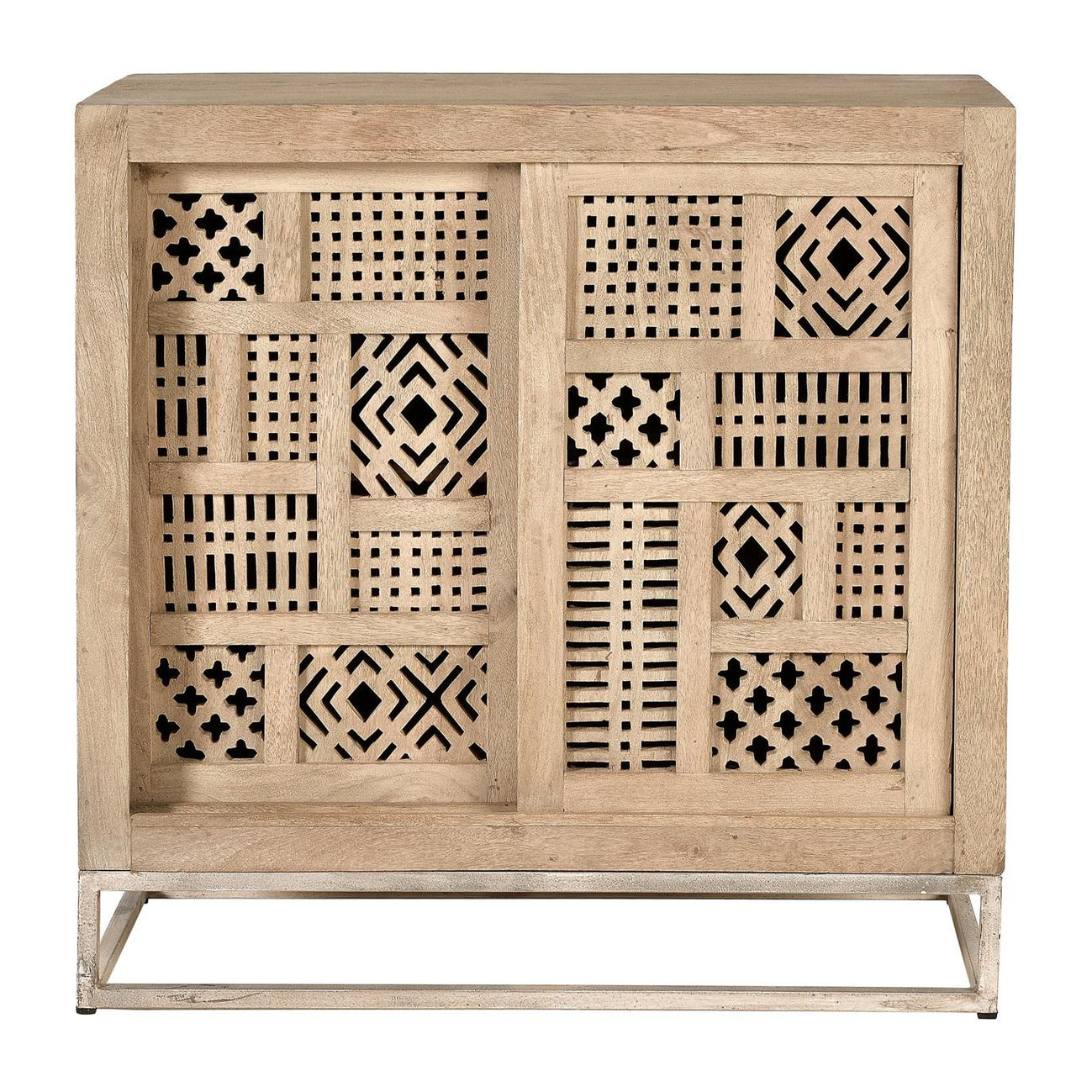 Cómoda de Madera de Mango 90 Cm Estilo Boho Tallado