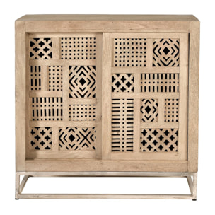 Cómoda de Madera de Mango 90 Cm Estilo Boho Tallado