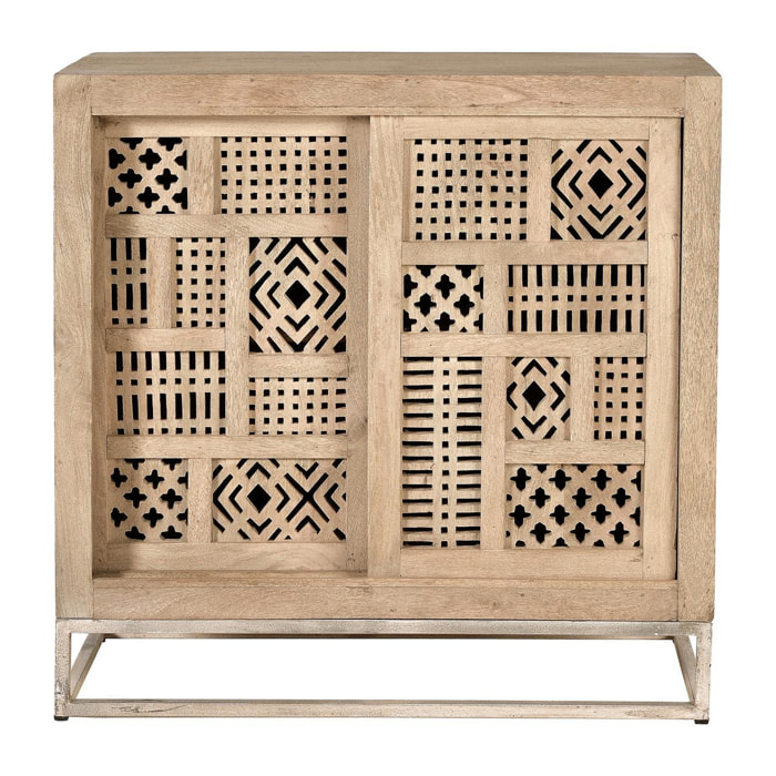 Cómoda de Madera de Mango 90 Cm Estilo Boho Tallado