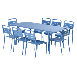 Ensemble table de jardin 200 cm et 8 chaises bleu EVORA