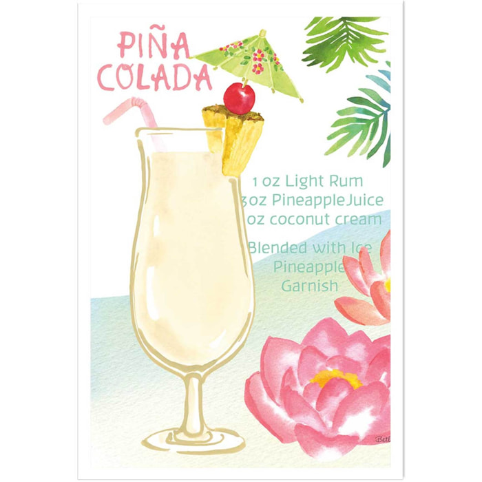 Affiche Pina colada en aquarelle Affiche seule