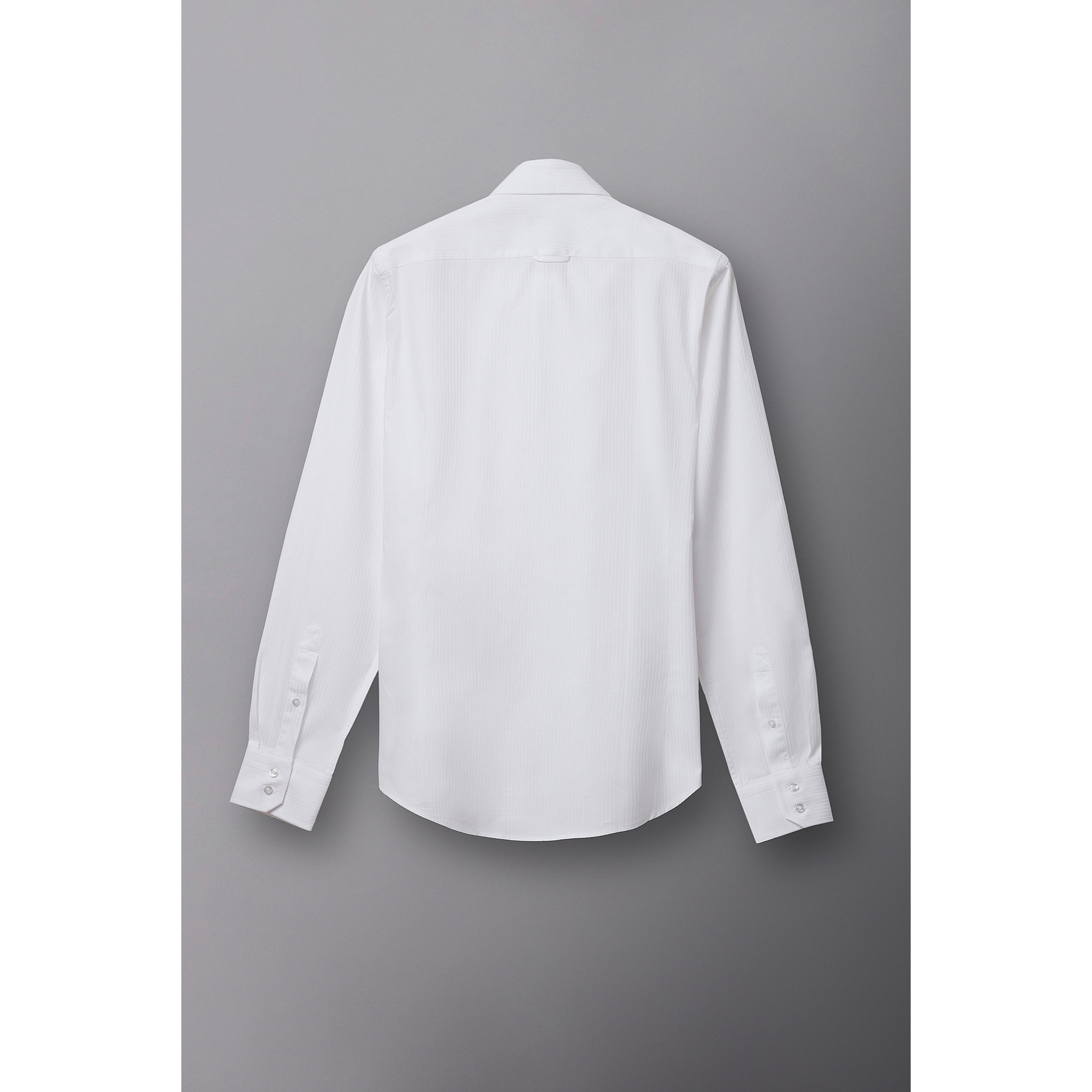 Camicia Uomo 2 Bottoni Button Down Slim Jacquard Fantasia Bianco e Bianco