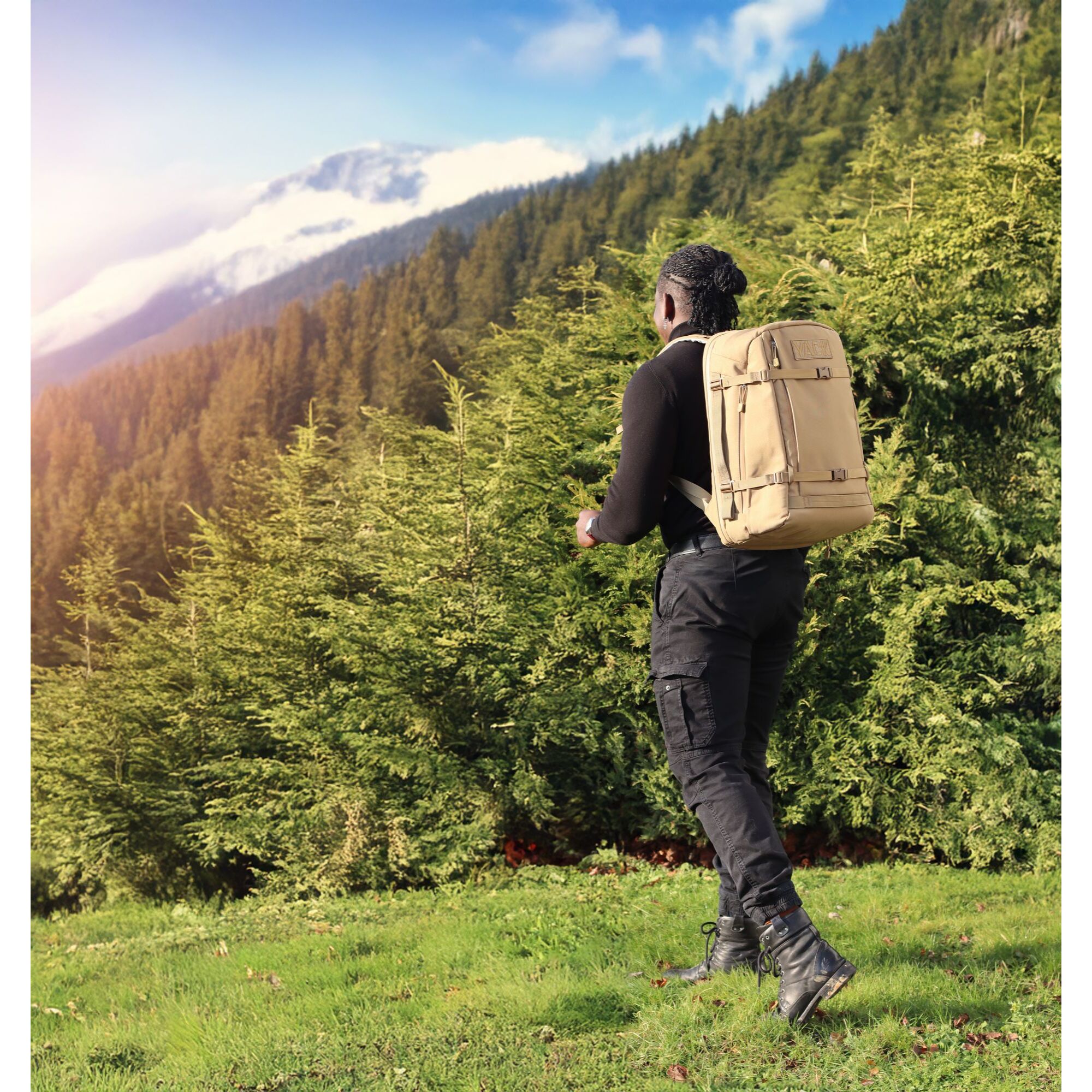 Sac à dos en tissu beige