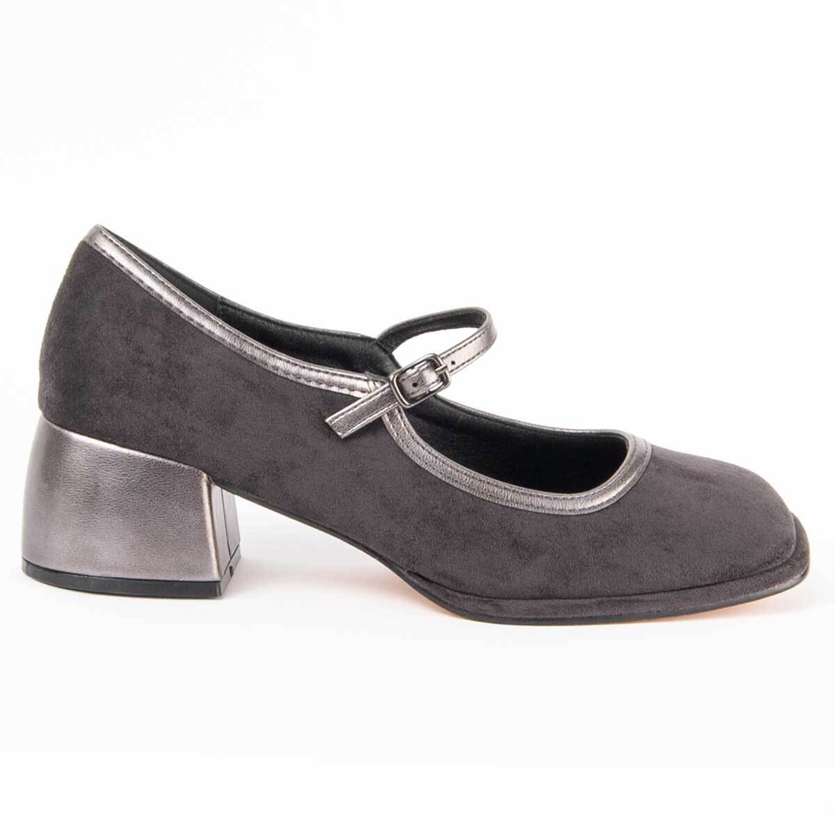 Zapato De Tacón - Gris - Altura: 5 Cm