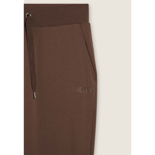 Pantaloni sportivi da donna con fondo dritto e logo strass