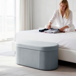 Puff Almacenaje, Banco Almacenaje Plegable, 72 L, 76x38x35 cm, Tapizado en Terciopelo, Baúl de Almacenamiento, Carga 120 kg, Taburete para Sala de Estar, Dormitorio, Entrada, Gris Oscuro