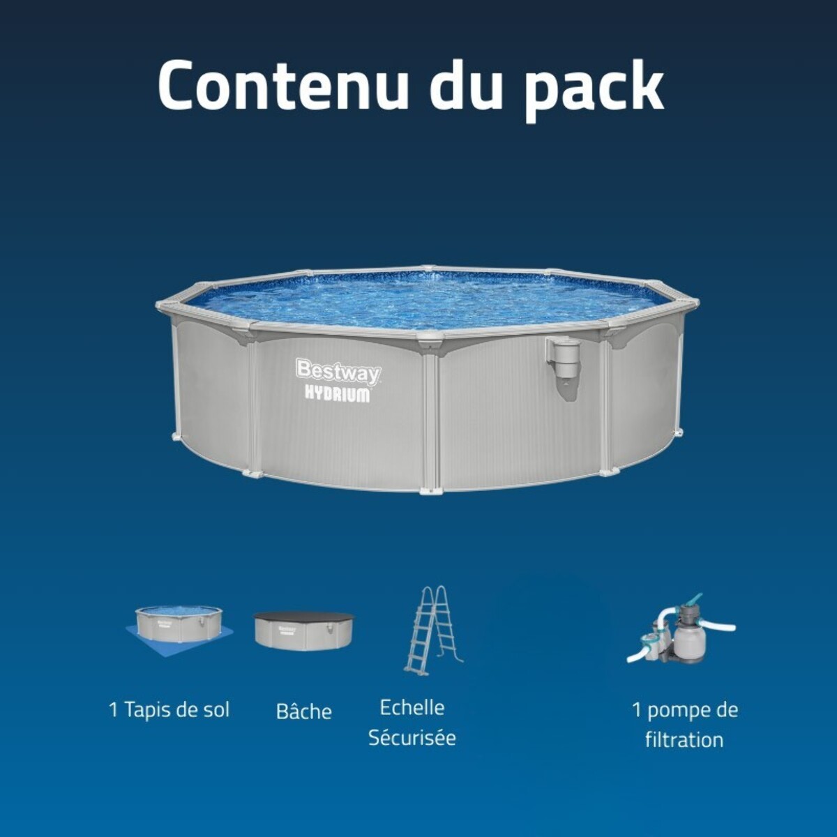 Bestway Piscine acier ronde Bestway Hydrium 457 x 122 cm gris clair