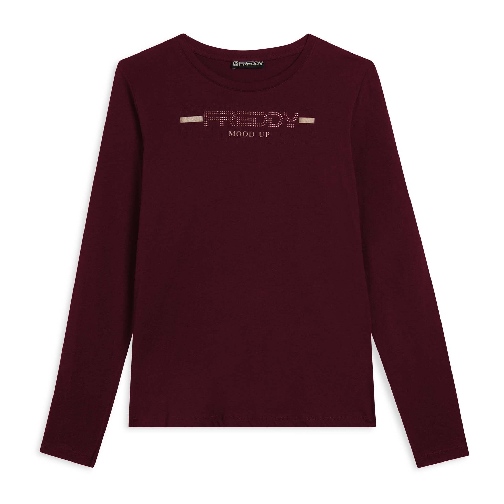 T-shirt da donna a manica lunga con fondo stondato