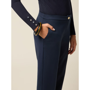 Oltre - Pantalones pitillo en punto milano - Azul