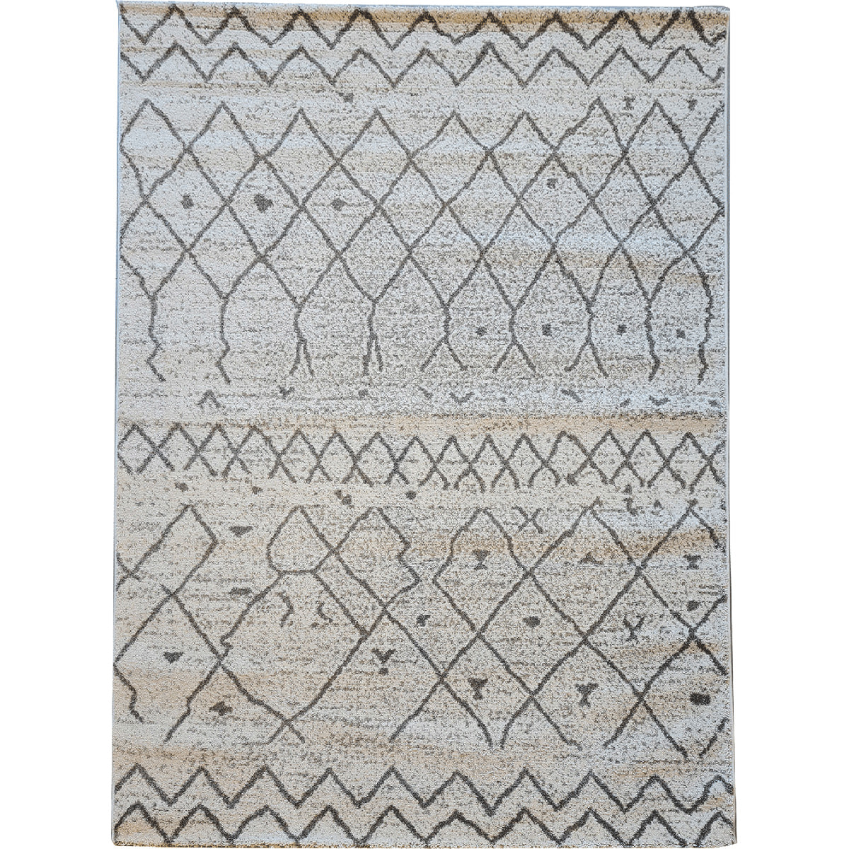 Tapis Bapo motif traditionnel Berbère, beige et noir