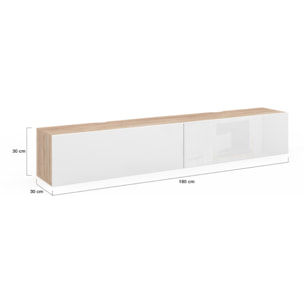 Meuble TV suspendu Michigan bois et blanc 180cm