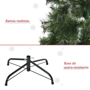 HOMCOM Árbol de Navidad Artificial 150 cm Ignífugo con 367 Ramas Hojas de PVC Apertura Automática Base Plegable y Soporte Metálico Decoración Navideña para Interiores Verde