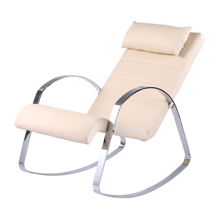 Poltrona relax a dondolo Valentina in ecopelle beige