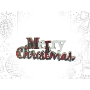 Letrero decorativo 'merry christmas' en diseño vichy color rojo