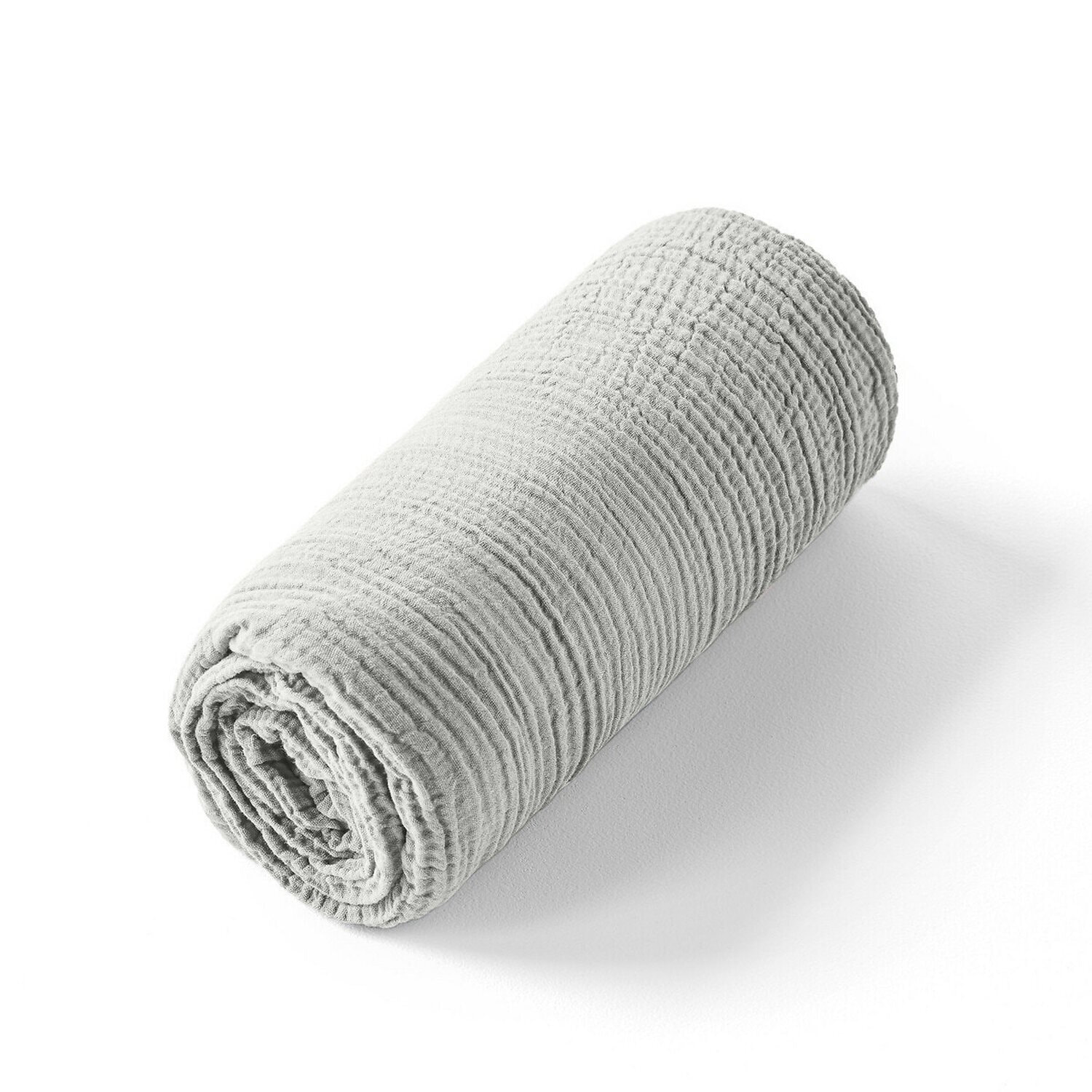 Drap housse - bonnet:30cm 100% gaze de coton gris glacier