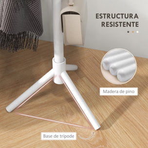 Perchero de Pie Perchero para Ropa de Madera con 8 Ganchos para Colgar Bolsas Forma de Árbol para Pasillo Entrada Dormitorio 40x40x165 cm Blanco